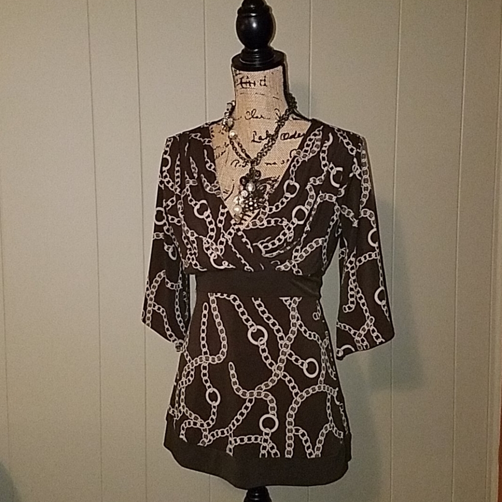 Brown and Cream Blouse by Apostrophe'